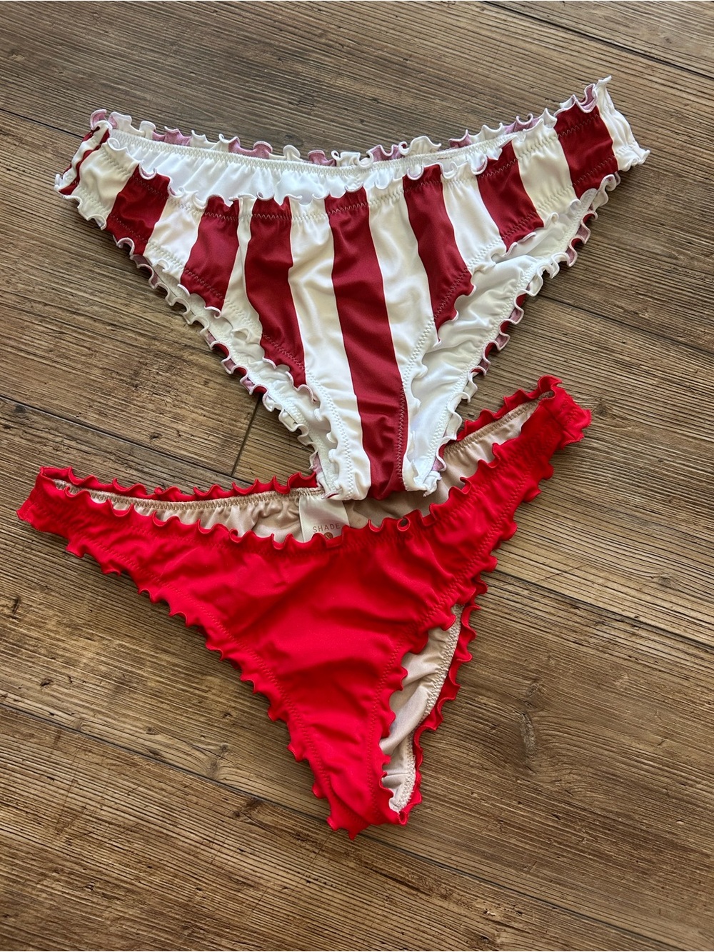 Shade & Shore Red and White Women’s Bikini Bottoms - Two Styles